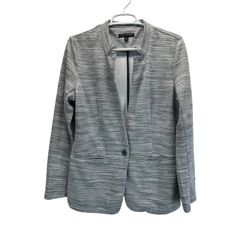 Banana Republic Heathered Space Dye Knit Blazer Gray M Workwear Preppy